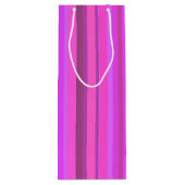 Roze verticale strepen wijn cadeautas (Achterkant)
