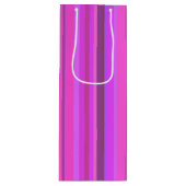 Roze verticale strepen wijn cadeautas (Voorkant)