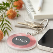 Roze & Vervaagd Roos QR Code Business Logo 2-zijdi Sleutelhanger (Voorkant Rechts)