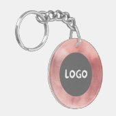 Roze & Vervaagd Roos QR Code Business Logo 2-zijdi Sleutelhanger (Voorkant Links)
