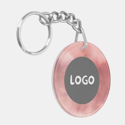 Roze & Vervaagd Roos QR Code Business Logo 2-zijdi Sleutelhanger (Voorkant Links)