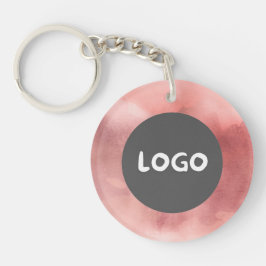 Roze & Vervaagd Roos QR Code Business Logo 2-zijdi Sleutelhanger