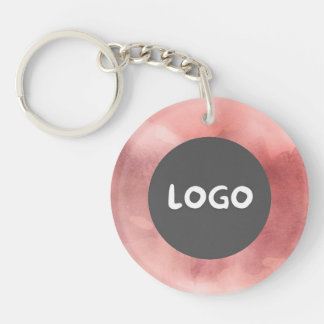 Roze & Vervaagd Roos QR Code Business Logo 2-zijdi Sleutelhanger