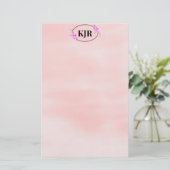 Roze Vervagen Achtergrond & Bloemen Lijst Geperson Briefpapier (Staand voorkant)
