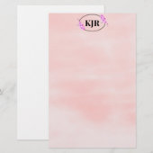 Roze Vervagen Achtergrond & Bloemen Lijst Geperson Briefpapier (Voorkant / Achterkant)