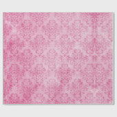 roze verweerd bloemendamast patroon girly cadeaupapier (Vlak)