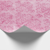  roze verweerd bloemendamast patroon girly cadeaupapier (Hoek)