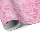 roze verweerd bloemendamast patroon girly cadeaupapier (Rol Hoek)