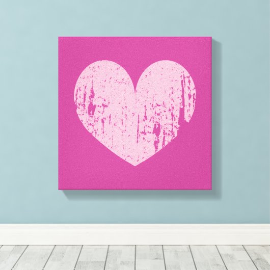 Roze verweerd hart symbool kunst canvas print (Insitu (Houten vloer))