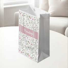 Roze verwilderde bloem waterverf monogram kleine c klein cadeauzakje