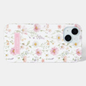 Roze verwilderde bloementuin met monogram Case-Mate iPhone case (Achterkant (horizontaal))