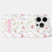Roze verwilderde bloementuin met monogram Case-Mate iPhone case (Achterkant (horizontaal))