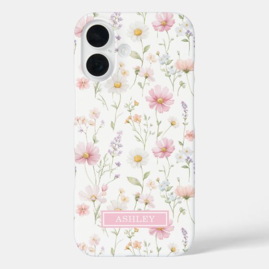 Roze verwilderde tuinvorm met monogram Case-Mate iPhone case (Achterkant)
