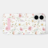 Roze verwilderde tuinvorm met monogram Case-Mate iPhone case (Achterkant (horizontaal))
