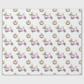 Roze Vespa kerstinkopen Cadeaupapier (Vlak)