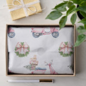 Roze Vespa kerstinkopen Tissuepapier (Geschenk)