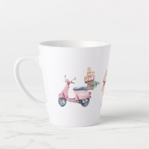 Roze Vespa Kerstshoppingtrip Latte Mok