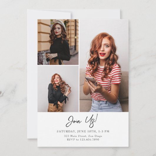 Roze Vet Modern Classic Photo Afstuderen Kaart (Achterkant)