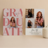 Roze Vet Modern Classic Photo Afstuderen Kaart