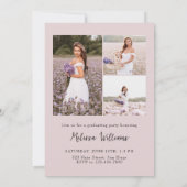 Roze Vet Moderne Klasse van 2024 4 Foto's Afstuder Kaart (Achterkant)