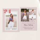 Roze Vet Moderne Klasse van 2024 4 Foto's Afstuder Kaart