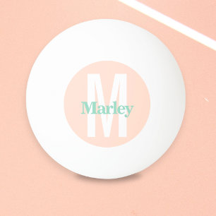 Roze vet monogram naam gepersonaliseerd pingpongbal