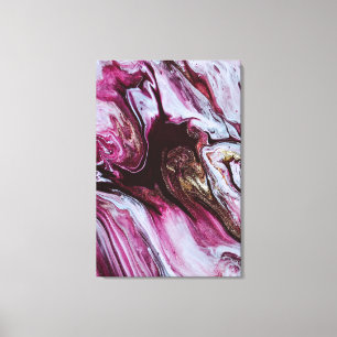 Roze & Vet Rood Abstract Fluid Art Canvas Afdruk