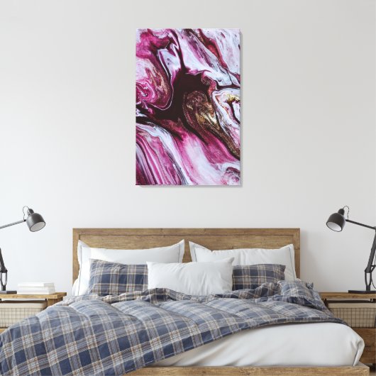Roze & Vet Rood Abstract Fluid Art Canvas Afdruk (Insitu (Slaapkamer))