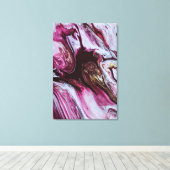 Roze & Vet Rood Abstract Fluid Art Canvas Afdruk (Insitu (Houten vloer))