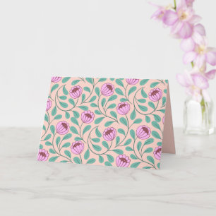 Roze vetgedrukte bloemen kaart