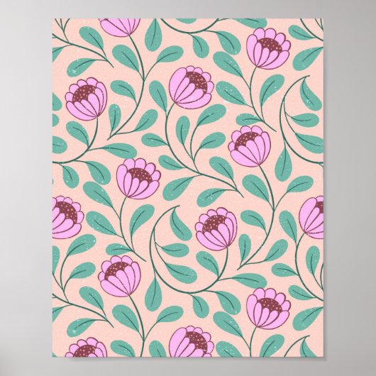 Roze vetgedrukte bloemen poster (Voorkant)