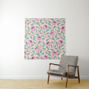 Roze vetgedrukte bloemen wandkleed