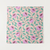 Roze vetgedrukte bloemen wandkleed (Voorkant)