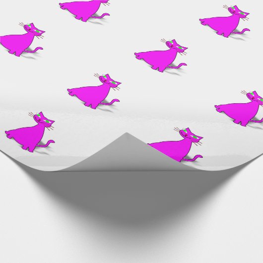 Roze vetkat cadeaupapier (Hoek)