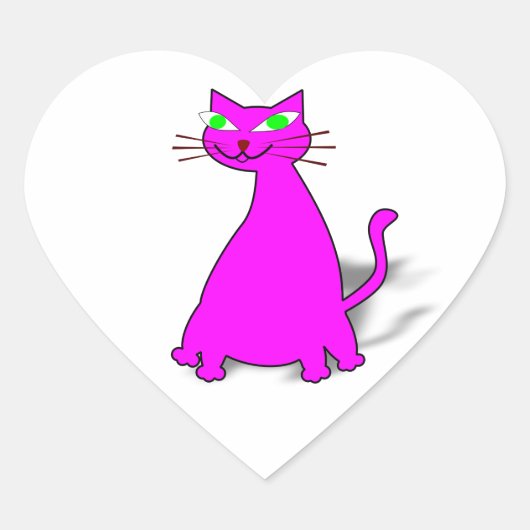 Roze vetkat hart sticker (Voorkant)