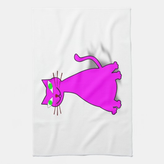 Roze vetkat theedoek (Verticaal)