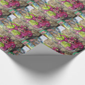 Roze vetmonster Graffiti Cadeaupapier (Hoek)