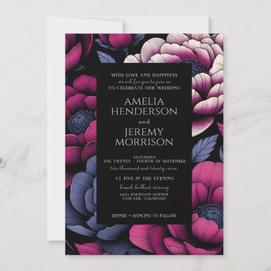 Roze Vette Bloemen met QR-code Kaart (Voorkant)