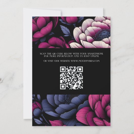 Roze Vette Bloemen met QR-code Kaart (Achterkant)