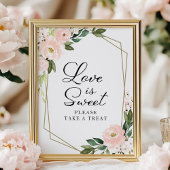 Roze vette Floral Geometric Love is een zoet teken Poster