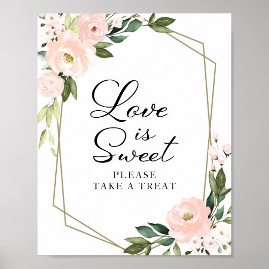 Roze vette Floral Geometric Love is een zoet teken Poster (Voorkant)