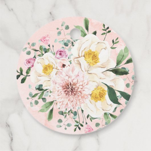 Roze vette Floral Gold Geometric Vrijgezellenfeest Bedankjes Labels (Achterkant)