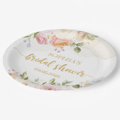 Roze vette Floral Gold Vrijgezellenfeest Papieren Bordje (Gekanteld)