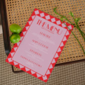 Roze Vette Funky Retro Checkerboard Wedding Menu