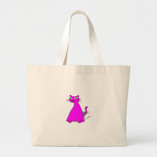 Roze Vette Kat Grote Tote Bag