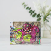 Roze Vette Monster Briefkaart (Staand voorkant)