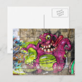 Roze Vette Monster Briefkaart (Voorkant / Achterkant)