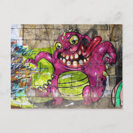 Roze Vette Monster Briefkaart (Voorkant)
