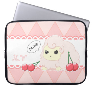 Roze vette schapen met een spoelachtige kawaii-roz laptop sleeve