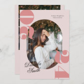 Roze Vette Typografie Klasse van 2024 Afstuderen Kaart (Voorkant / Achterkant)